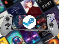 GameHub v5.2 уже доступен для загрузки. На снимке: телефон Android, на котором запущен Steam. (Источник изображения: Steam и GameSir - отредактировано)
