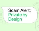 Зелёный пузырь диалога WhatsApp с текстом «Предупреждение о мошенничестве: Private by Design»