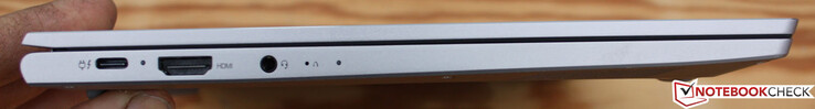Слева: Thunderbolt 4 (USB-C, PowerDelivery), HDMI 2.0b, аудио 3.5 мм