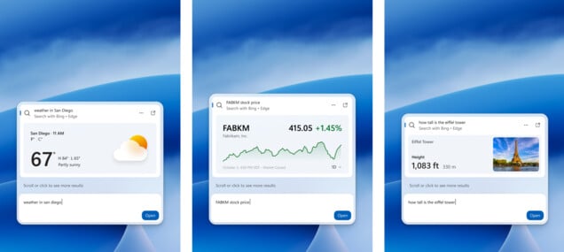 Новый поиск Windows с расширенными веб-превью.