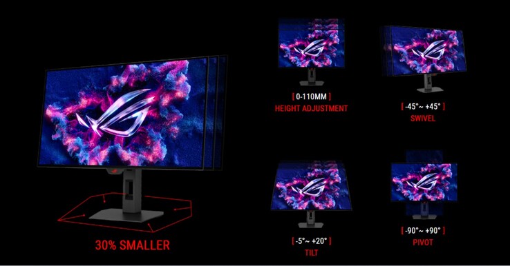 Asus ROG Strix OLED XG27AQDMG Gen2 имеет на 30% меньшую подставку