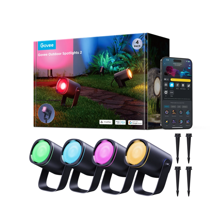 Точечные светильники Govee Outdoor Spotlight 2 4 шт. (Источник изображения: Govee)