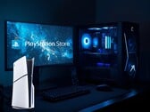 PS5 показан рядом с игровым ПК и монитором с логотипом PlayStation Store (Источник изображения: Sony PlayStation с правками)
