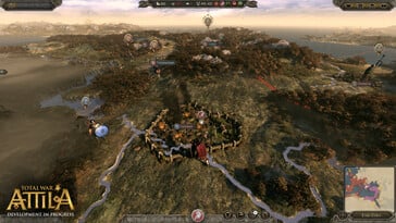 Изображение, на котором показана карта мира и города в игре «Total War: Attila».