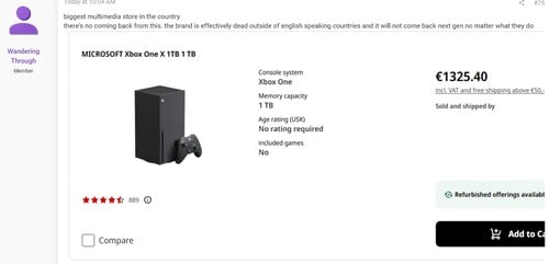 Цена Xbox Series X в ЕС раскрыта