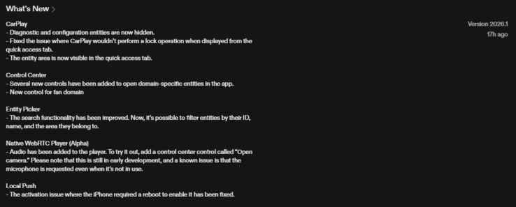 Журнал изменений для iOS-приложения 