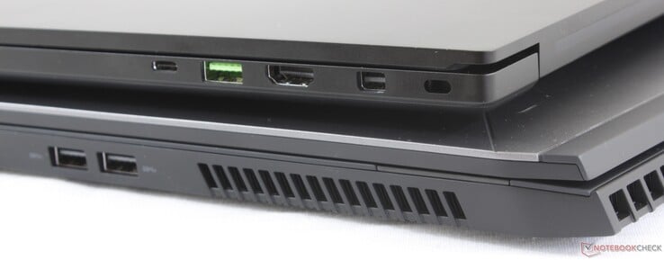 Правая сторона: Thunderbolt 3, USB 3.2 Type-A, HDMI 2.0, MiniDisplayPort 1.4, слот замка Kensington