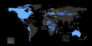 Текущее покрытие Starlink Mobile.