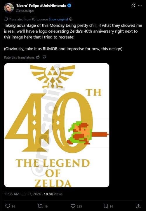 Опубликован утечённый логотип «Necro» к 40-летию Felipe Zelda