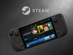 ЖК-дисплей Valve Steam Deck показан под логотипом Steam (Источник изображения: Valve с правками)