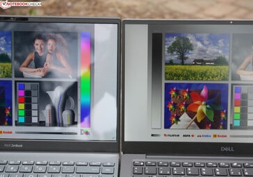 XPS 13 9305 IPS Full HD (справа), Asus ZenBook UX325EA OLED Full HD (слева)