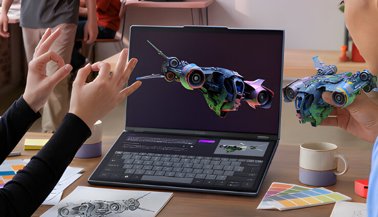 Сгенерированное искусственным интеллектом представление Yoga Book Pro 3D.