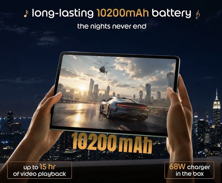 Подробная информация о дисплее и аккумуляторе Moto Pad 70 Groove.