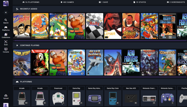 ROMM позволяет Вам управлять всей Вашей коллекцией ROM, хотя в браузере можно играть только в игры до PS1 (Источник изображения: Notebookcheck)