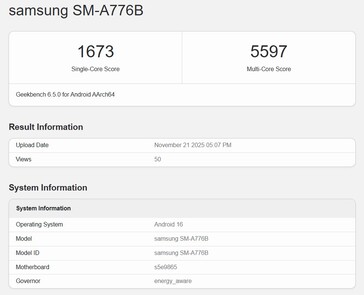 Samsung Galaxy A77 в Geekbench 6