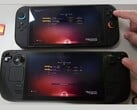 На Nintendo Switch 2 (вверху) и Steam Deck OLED (внизу) бок о бок запущена игра No Man's Sky. Изображение подчеркивает разницу во времени загрузки, наблюдавшуюся во время тестирования. (Источник изображения: The Phawx на YouTube)
