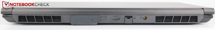 Сзади: Гнездо для жидкости, Thunderbolt 4 (USB-C 4.0), HDMI, RJ-45 Ethernet, гнездо питания
