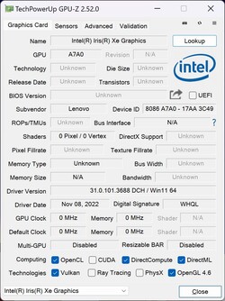 GPU-Z: Iris Xe Graphics G7