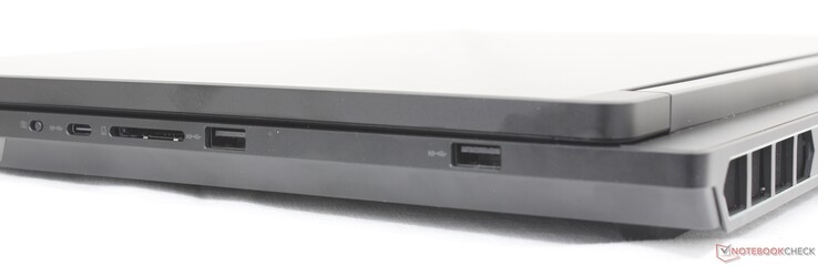 Справа: USB-C (10 Гбит/с), устройство для чтения карт памяти SD, 2x USB-A (10 Гбит/с)