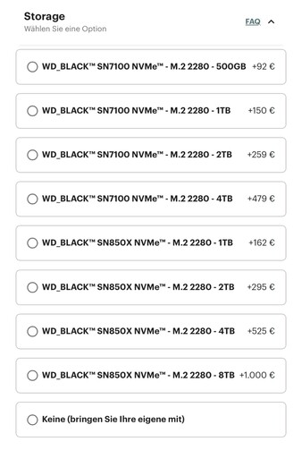 Цены на твердотельные накопители Frameworks с сегодняшнего дня