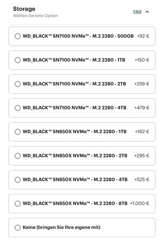 Цены на твердотельные накопители Frameworks с сегодняшнего дня