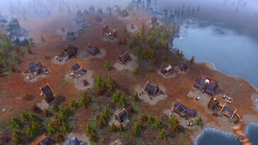 Изображение, на котором изображены дома в игре «Northgard: Definitive Edition».
