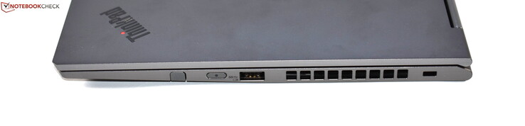 Правая сторона: слот стилуса, клавиша включения, USB 3.0 Type-A, слот для замка Kensington