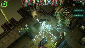 На изображении: скриншот игрового процесса из Warhammer 40,000: Mechanicus.