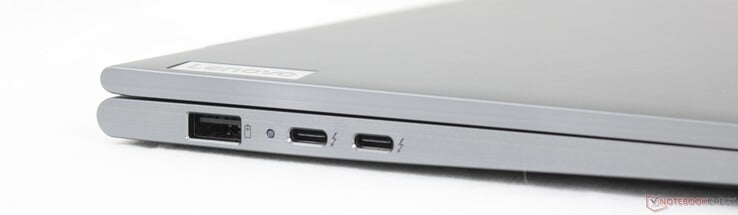 Слева: USB-A 3.2 Gen 1 (5 Гбит/с, постоянно включен), 2x USB-C 4.0 с Thunderbolt 4 (40 Гбит/с, DisplayPort 2.1, Power Delivery 3.0)
