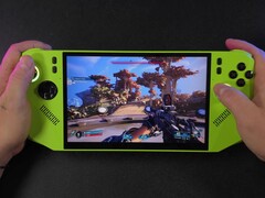 Геймплей Borderlands 4, запущенный на портативном компьютере MSI Claw 8 AI на базе AMD Ryzen Z2 Extreme, демонстрирует вид от первого лица с винтовкой, направленной на открытое пространство (Источник изображения: ETA PRIME через YouTube)