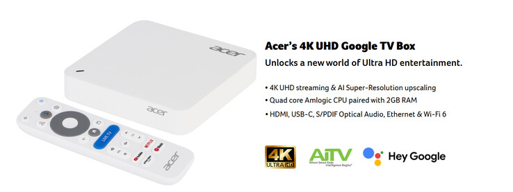 Основные характеристики 4K Google TV Box (Источник изображения: Acer)