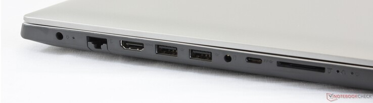 Левая сторона: разъем питания, Ethernet, 2x USB 3.0, аудио разъем, USB Type-C Gen. 1, картридер
