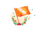 Рекламное изображение инициативы Cloudflare "День независимости контента", на котором изображен оранжевый флаг с символом пера. (Источник изображения: Cloudflare)