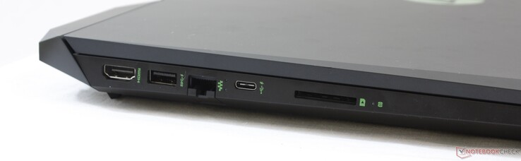 Левая сторона: HDMI, USB 3.1 Ge. 1 (HP Sleep and Charge), гигабитный Ethernet, USB 3.1 Gen 2 Type-C (10 Гбит/с, Power Delivery 3.0, DisplayPort 1.4), картридер
