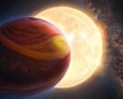 Отредактированная иллюстрация художника, изображающая звезду и планету.