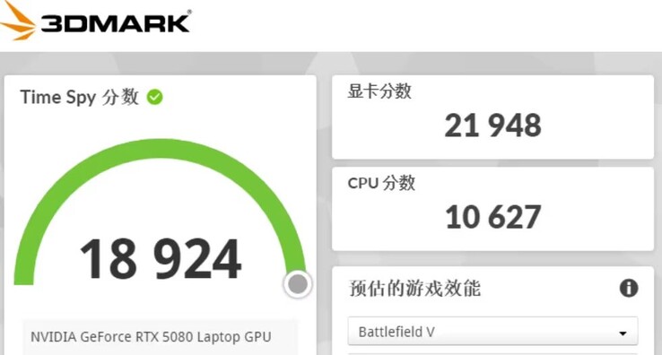 GeForce RTX 5080 3D Mark Time Spy (источник изображения: BiliBili)