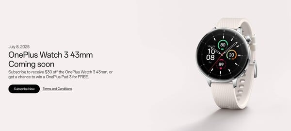 Часы OnePlus Watch 3 43mm появятся на многих рынках 8 июля. (Источник изображения: OnePlus)