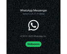 Заставка с оживленным зеленым фоном и логотипом WhatsApp, на которой указан номер последней бета-версии. (Источник изображения: @WABetaInfo на X)
