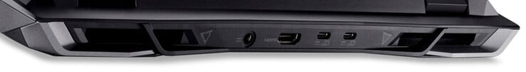 Задняя сторона: разъем питания, HDMI 2.1, USB 4 (USB-C; Power Delivery, DisplayPort), USB 3.2 Gen 2 (USB-C; Power Delivery, DisplayPort)