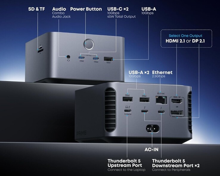 Док-станция Anker Prime TB5 (14-в-1, 8K, Thunderbolt 5). (Источник изображения: Anker)