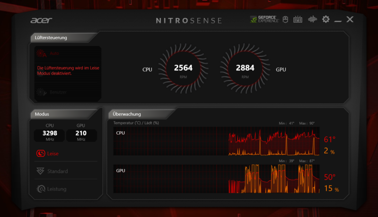 Просто и удобно в использовании: приложение Acer NitroSense