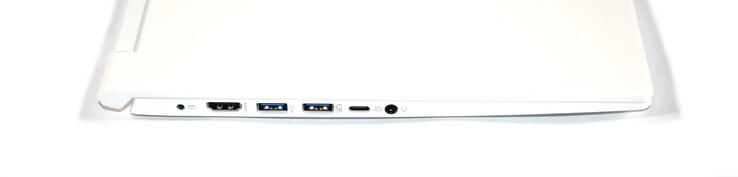 Левая сторона: разъем питания, HDMI, 2x USB 3.0 type A, USB 3.1 Gen 1 type C, комбинированный аудио разъем