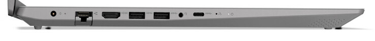 Левая сторона: разъем питания, гигабитный Ethernet, HDMI, 2x USB 3.2 Gen 1 (Type-A), комбинированный аудио разъем, USB 3.2 Gen 1 (Type-C)