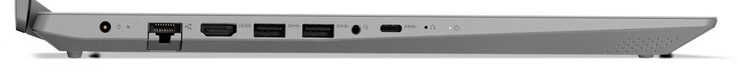 Левая сторона: разъем питания, гигабитный Ethernet, HDMI, 2x USB 3.2 Gen 1 (Type-A), комбинированный аудио разъем, USB 3.2 Gen 1 (Type-C)