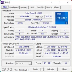 CPU-Z: Core i7-1260P