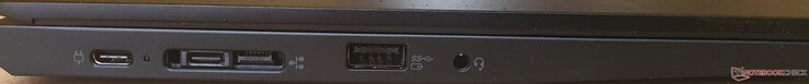 Левая сторона: 2x USB-C 3.2 Gen2/порт док-станции (10 Гбит/с), USB-A 3.2 Gen1 (5 Гбит/с), аудио разъем