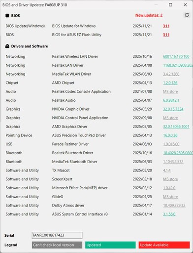 В зависимости от выбранных опций может появиться другой экран: Обновления