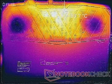 Нагрев под нагрузкой, днище ноутбука