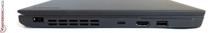 слева: разъём блока питания, порты USB Type-C, HDMI, USB 3.0