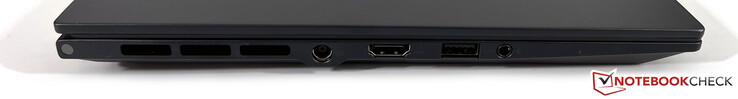 Левая сторона: разъем питания, HDMI 2.1, USB-A 3.2 Gen.2 (10 Гбит), аудио разъем